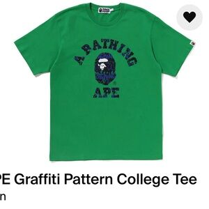 Bape Green Graffiti Pattern Tee